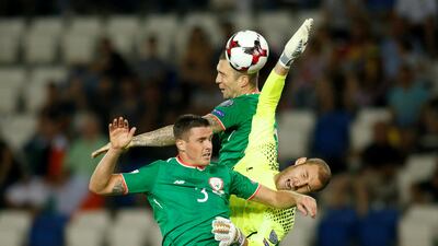 Republic Of Ireland's Shane Duffy scores in the 2018 World Cup qualifier against Georgia in Tblisi, a game in which Ireland had only 37 per cent possession. David Mdzinarishvili / Reuters