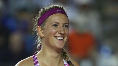 World No 2 Victoria Azarenka reacts to her win over Serena Williams in Thailand on Saturday. AFP