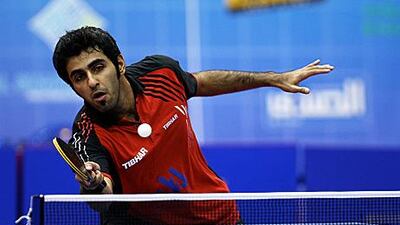 Rashid Omar, the UAE NO 1, playing against Alex Swanson of Australia. Pawan Singh / The National