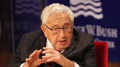 Dr Henry Kissinger speaks at the George W Bush Presidential Centre's 2019 Forum on Leadership in Dallas, Texas, in April 2019. Reuters