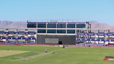 Workers prepare the Al Amerat Cricket Stadium in Oman's capital Muscat. AFP