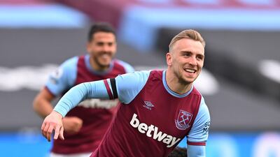 Jarrod Bowen celebrates scoring West Ham's third goal. Reuters