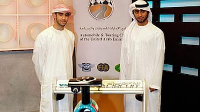 Emirati duo, Mohammed Al Mutawaa, left, and Mohammed Al Dhaheri were selected from a group of five contenders after they won the UAE Motor Star programme.