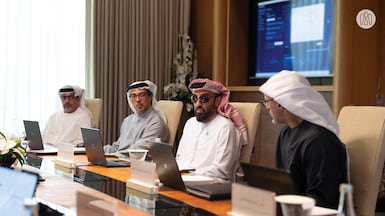 Sheikh Mansour bin Zayed, Vice President, Deputy Prime Minister and Chairman of the Presidential Court; Sheikh Khaled bin Mohamed, Crown Prince of Abu Dhabi; Sheikh Tahnoon bin Zayed, Deputy Ruler of Abu Dhabi and Chairman of Adia’s board of directors, and Sheikh Hamed bin Zayed, Managing Director of Adia. Photo: Abu Dhabi Government Media Office