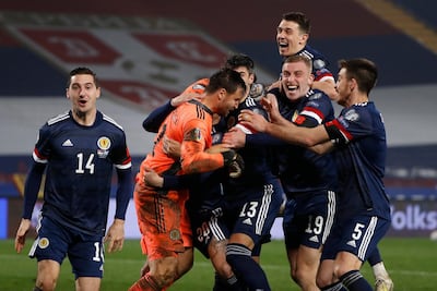 Scotland players celebrate. Getty Images