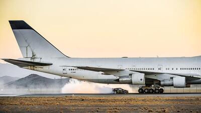 Block is careering his Fiesta around a moving Boeing 747 taxiing down Fujairah International Airport’s runway. Courtesy Ford Performance