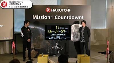 The countdown clock to the launch of the Hakuto-R Mission 1 lander, which will have the UAE's Rashid rover on board. Photo: ispace