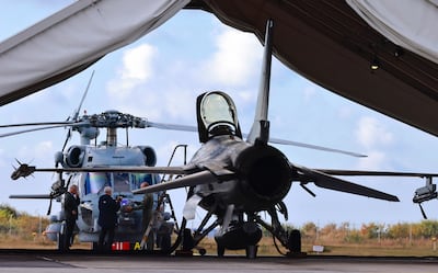 Danish aircraft near the site of a gas leak on the Nord Stream pipelines. EPA