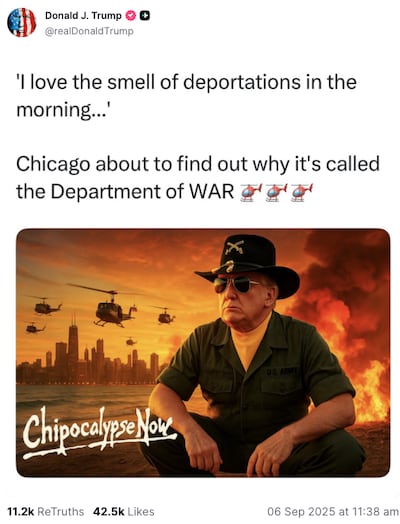 US President Donald Trump posted this message on Truth Social on September 6, 2025.