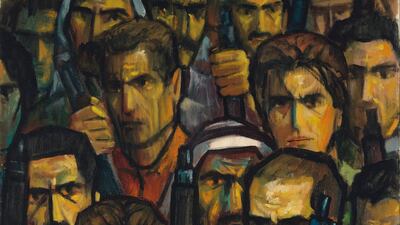 'The Way' by Ismail Shammout: the 1964 painting, a scene of Palestinians clutching rifles painted almost at close-up, tripled its low estimate to go for £150,000, an auction record for the artist.