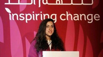 Qatar's national swimmer Nada Mohammed Wafa Arkaji spoke at the news conference in Doha yesterday.