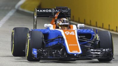 Manor Racing driver Pascal Wehrlein shown during qualifying for the 2016 Singapore Formula One Grand Prix. Yong Teck Lim / AP file