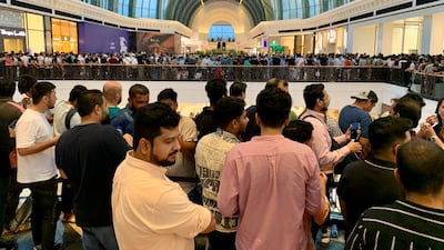 People queue for the iPhone 15 at Mall of the Emirates in Dubai. Pawan Singh / The National