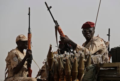 Sudanese soldiers from the Rapid Support Forces in the East Nile province. AP