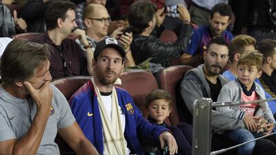 Barcelona's Argentinian forward Lionel Messi looks on . AFP