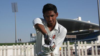 Jonathan Figy, the left-handed opening batsman from Abu Dhabi Indian School. Photo by Amith Passela.