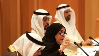 Mariam Al Roumi (centre), the Minister of Social Affairs, assured FNC members that the number of cases of abandoned women did not suggest the problem in the UAE was growing. Ravindranath K / The National