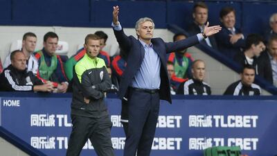 Chelsea manager Jose Mourinho reacts during their 3-2 win against West Bromwich Albion at The Hawthorns on Sunday in the Premier League. Carl Recine / Action Images / Reuters
