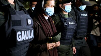 Colombian nun Gloria Cecilia Narvaez after she was released. AP