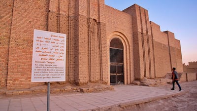 A man visits the archaeological site of Babylon, Iraq on Friday celebrated the UNESCO World Heritage Committee's decision to name the historic city of Babylon a World Heritage Site in a vote held in Azerbaijan's capital, years after Baghdad began campaigning for the site to be added to the list. AP
