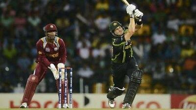 Shane Watson hit three sixes and two boundaries off the West Indies bowling at the R Premadasa Stadium last night. Philip Brown / Reuters