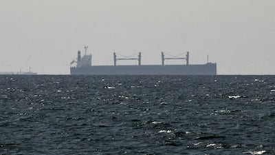 A cargo ship in the Gulf, near the Strait of Hormuz, as seen from northern Ras Al Khaimah, near the border with Oman’s Musandam. Reuters