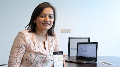 Jaya Maru, a co-founder of Flabuless, an app that syncs with fitness trackers to measure steps and exercise. Satish Kumar / The National