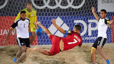 Portugal, red, will face Russia in the semi-finals of the Intercontinental Cup in Dubai after their penalty shootout win over Egypt. Manuel Queimadelos Alonso