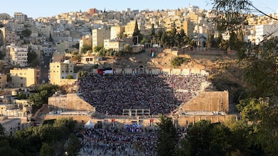 Jordanian football fans gather at the Roman Theatre in Amman to watch their team's World Cup match against Austria. Reuters