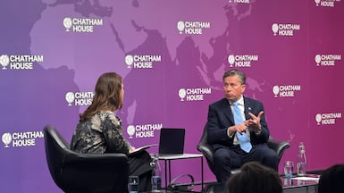 Tom Fletcher speaking at Chatham House in London. Photo: Chatham House / X