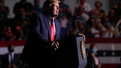 US President Donald Trump, seen rallying at Minden, Nevada, is still not out of the 2020 race. Reuters