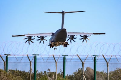 An RAF A400M military aircraft landing in Cyprus. Reuters