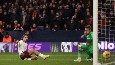 Jack Grealish of Manchester City scores their second goal past Thomas Kaminski of Luton Town. Getty Images