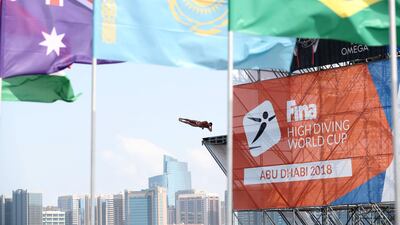 Divers warm up before the final of the mens section at the Fina High Board Diving World Cup.