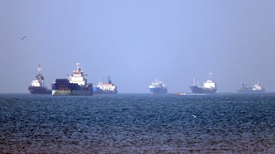 Ships anchored in the Strait of Hormuz off Bandar Abbas in Iran. AFP