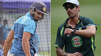 Rohit Sharma of India and Mitchell Johnson of Australia have been two of the leading figures for their sides at the 2015 Cricket World Cup. (Rob Griffith / AP and Peter Parks / AFP)