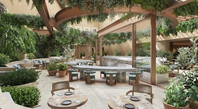 The inner courtyard at Bivium restaurant, cafe and bar. Photo: Six Senses