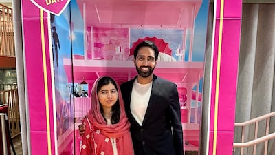 Nobel laureate Malala Yousafzai and her husband Asser Malik at a screening of Barbie. Photo: @malala / Instagram