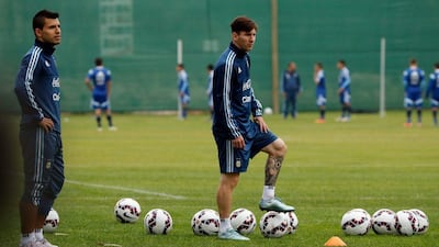 Argentina's Lionel MEssi shown at a training session on Monday ahead of the Copa America quarter-finals. Juan Carlos Cardenas / EPA / June 22, 2015