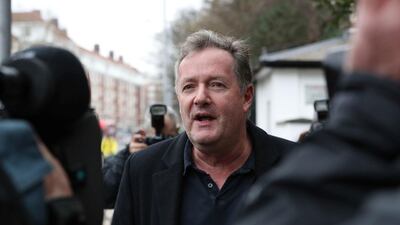 British television host Piers Morgan speaks to reporters outside his home in London after quitting 'Good Morning Britain'. AP