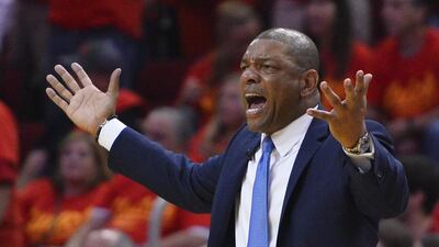 Los Angeles Clippers coach Doc Rivers yells to officials in the second half of their NBA Western Conference Semifinals game seven. Larry W Smith Corbis / EPA