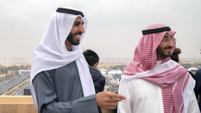 Sheikh Shakhbout bin Nahyan attends the the 2018 Formula E racing in Diriyah, Saudi Arabia. The former ambassador has just been appointed Minister of State for Foreign Affairs. Mohamed Al Hammadi / Ministry of Presidential Affairs