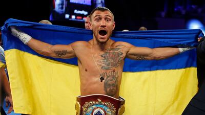 Two-time Olympic boxing champion Vasiliy Lomachenko rushed back to Ukraine to take up arms against the Russians. AP