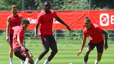 Luis Diaz, Darwin Nunez and Ibrahima Konate during Liverpool's pre-season training camp in Austria.