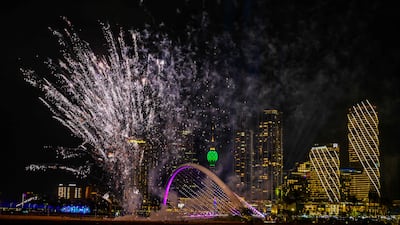 Fireworks over the port during the New Year celebrations in Colombo, Sri Lanka. AFP