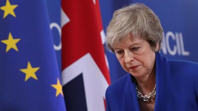 Ms May after attending a special session of the European Council over Brexit in November 2018 in Brussels, Belgium. The 27 remaining member states of the European Union met and approved the United Kingdom's withdrawal agreement for leaving the EU