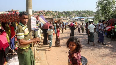 Rohingya refugees continued to gather in large numbers at camp markers on Friday, despite police warnings. AFP