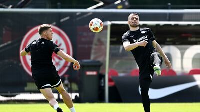 Filip Kostic of Eintracht Frankfurt controls the ball during training. Getty