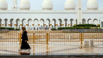 Skies were gloomy at Sheikh Zayed Grand Mosque. Victor Besa / The National.