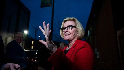 Democratic Senate incumbent from Missouri Claire McCaskill answers reporter's questions after campaigning at the Gem Theater in Kansas City, Missouri. EPA